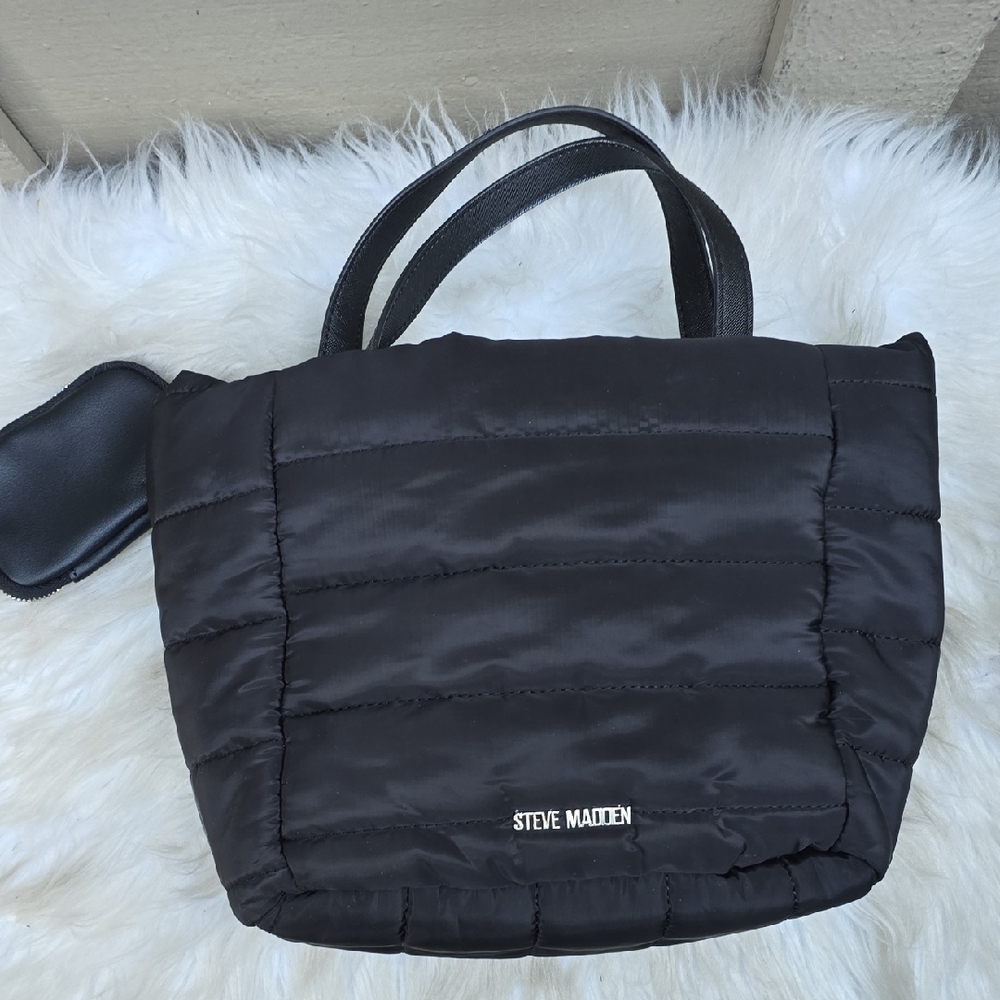 Steve Madden Medium Black Puffer Bag Tote